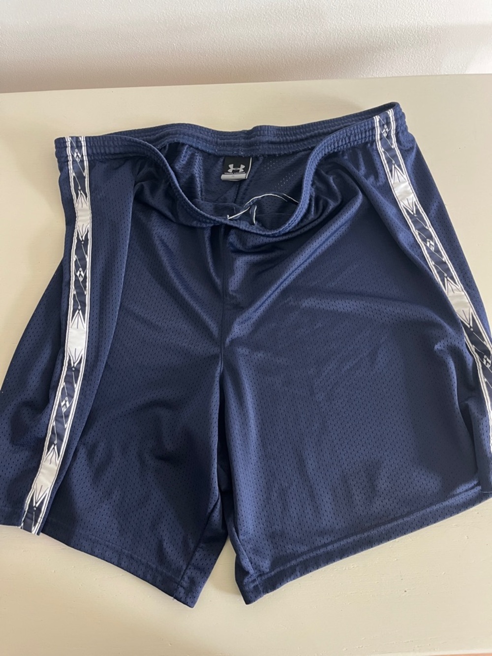 Under Armour Navy Shorts with White Side Trim